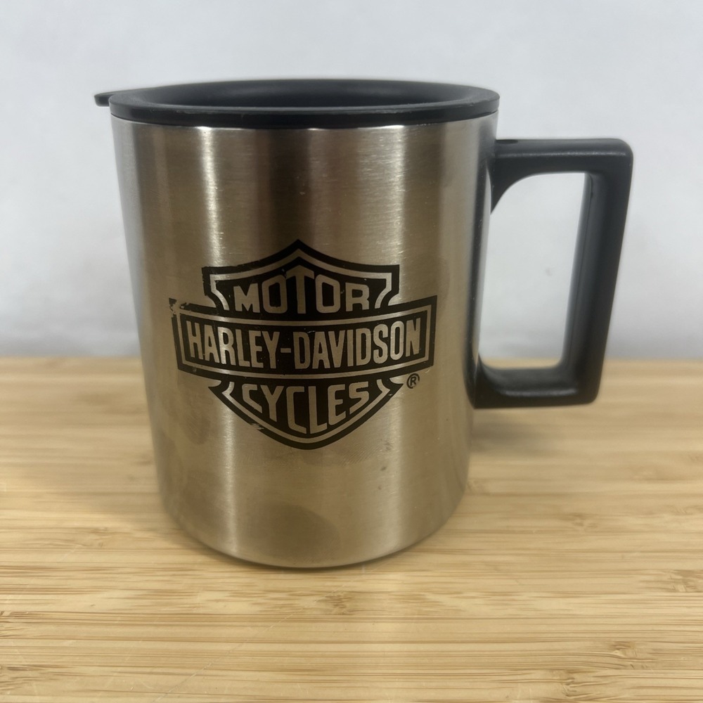 Vintage 1999 Harley Davidson Stainless Steel Insulated Coffee Mug Black with Lid